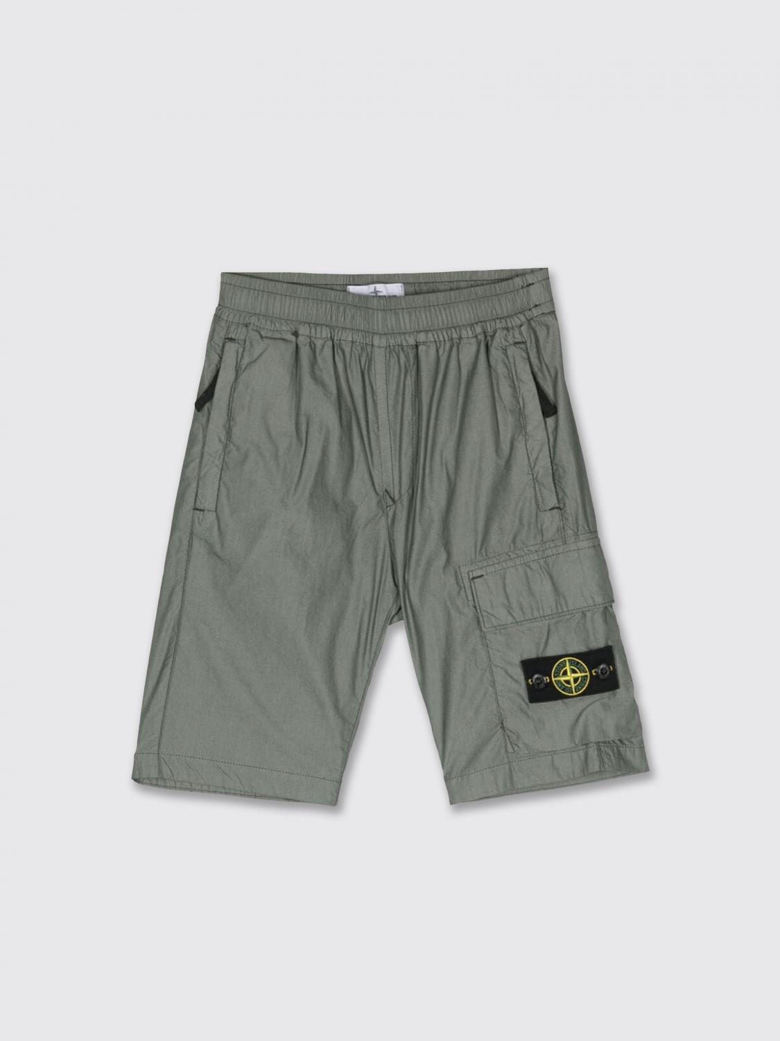 Stone Island Compass-motif Shorts In Olive