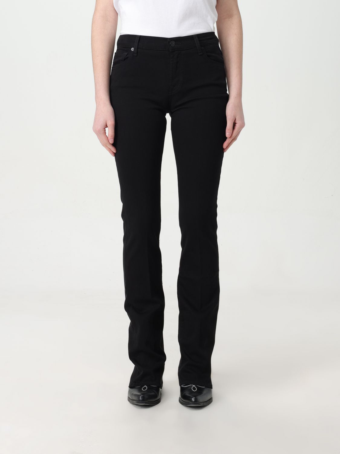 7 For All Mankind Jeans  Woman Color Black In 黑色