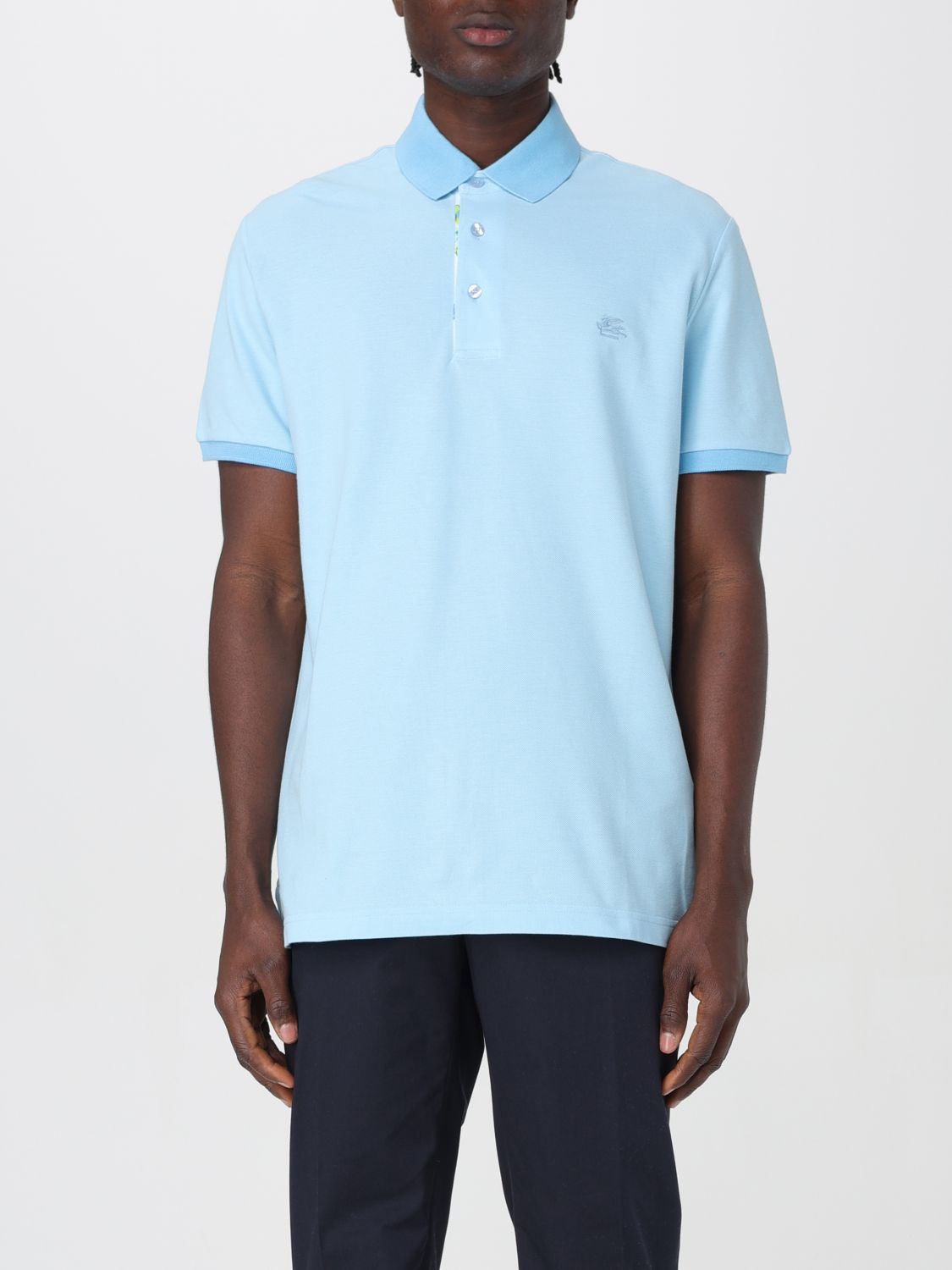 Shop Etro Polo Shirt  Men Color Blue