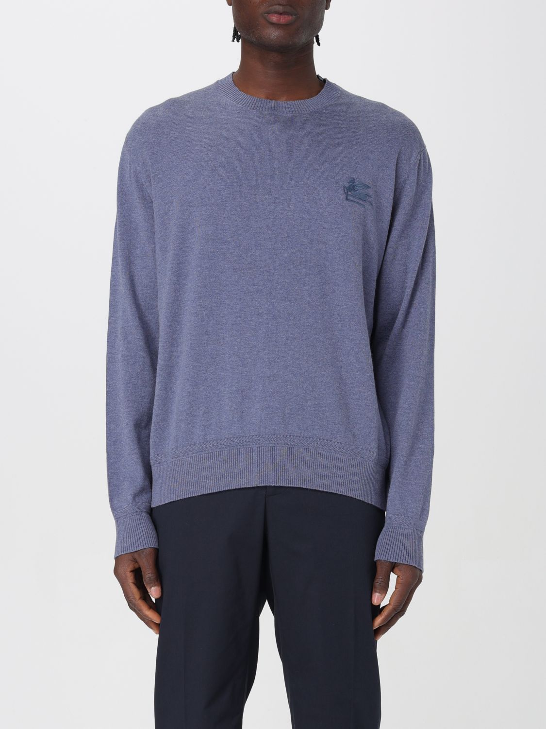 Shop Etro Sweater  Men Color Gnawed Blue