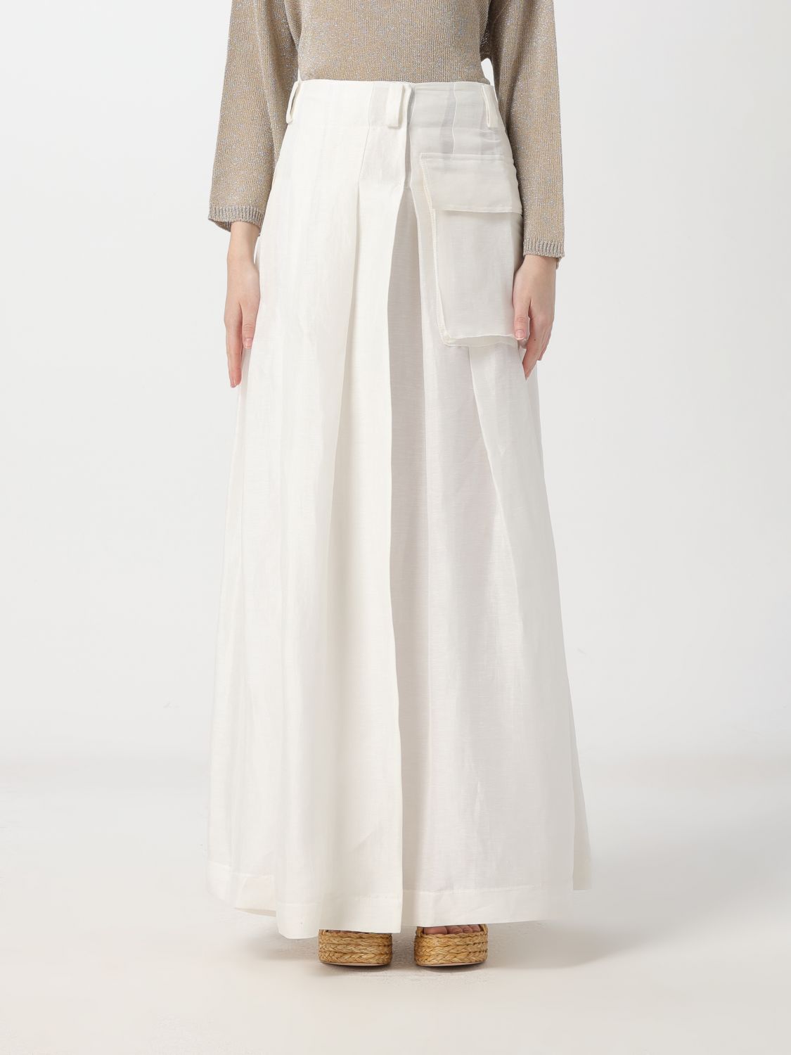 Shop Alberta Ferretti Skirt  Woman Color White