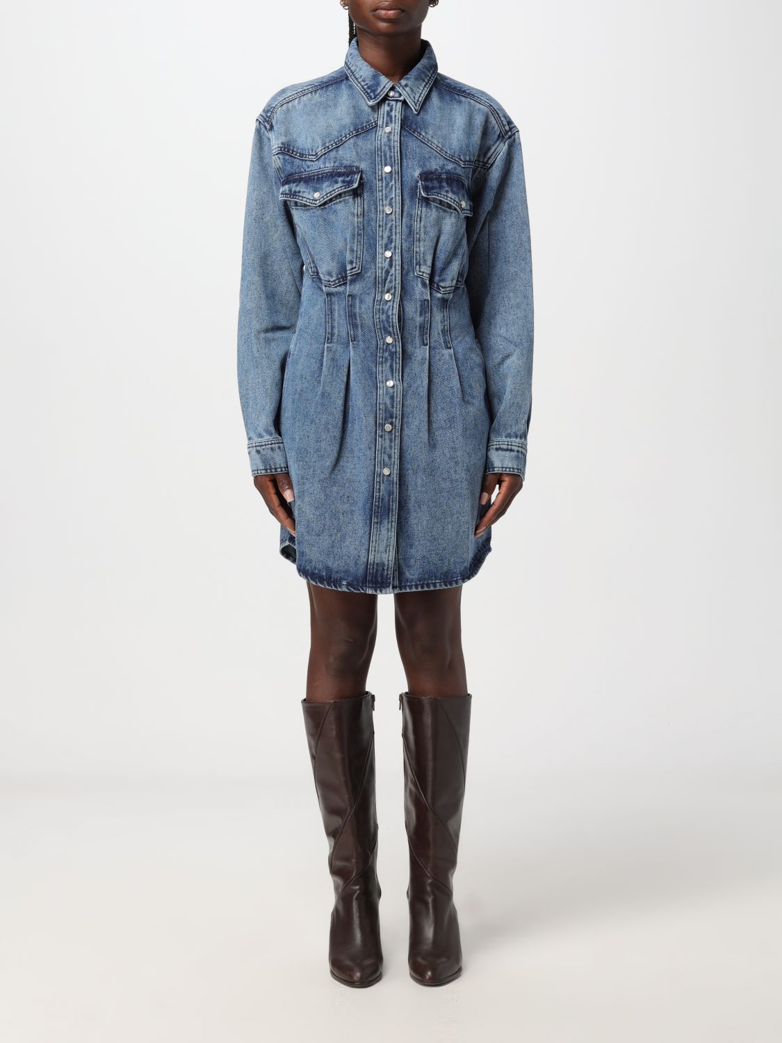 Shop Isabel Marant Dress  Woman Color Denim