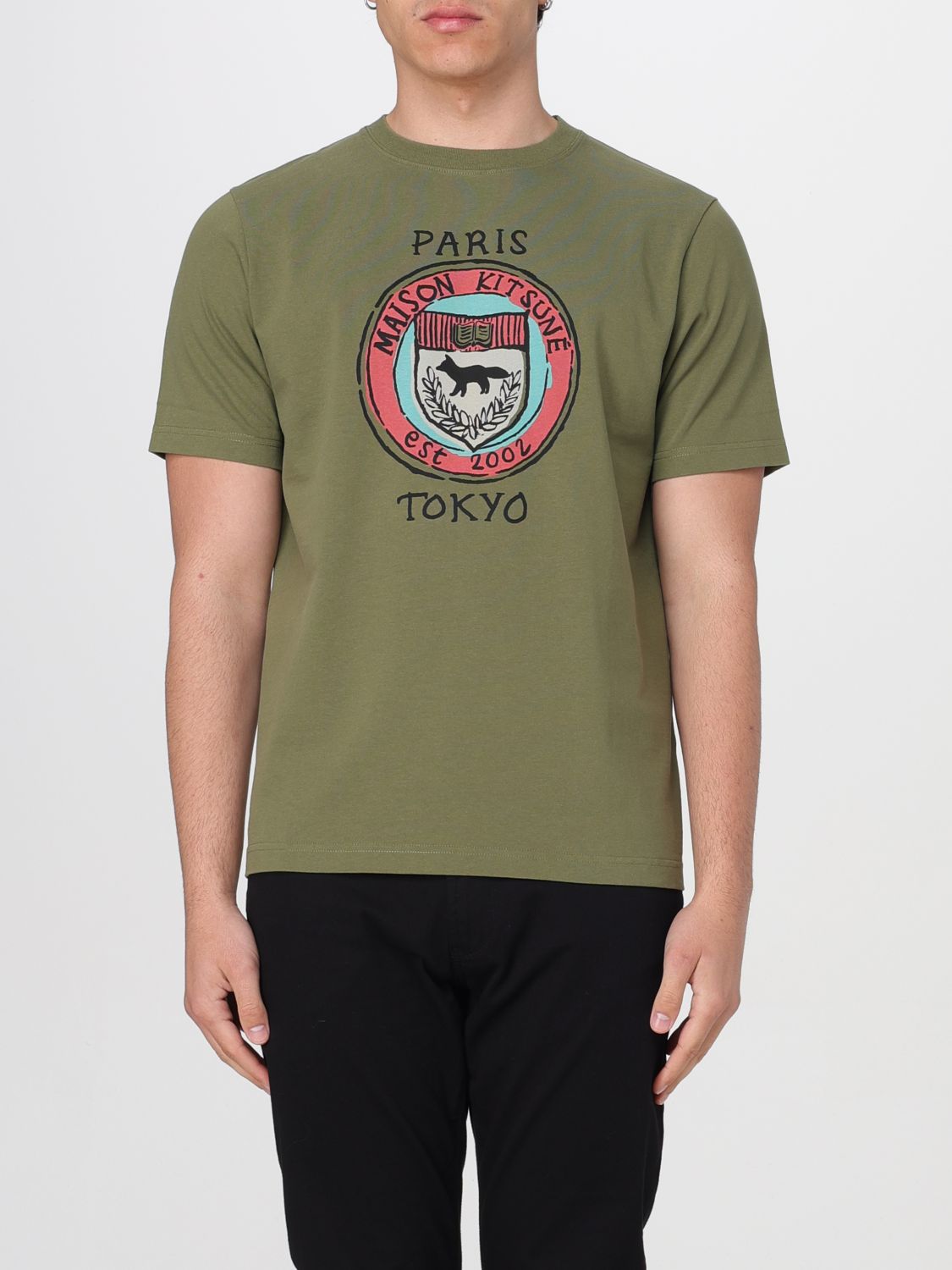Shop Maison Kitsuné T-shirt  Men Color Military