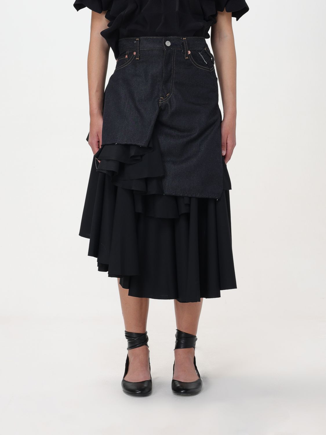 Shop Junya Watanabe Skirt  Woman Color Denim