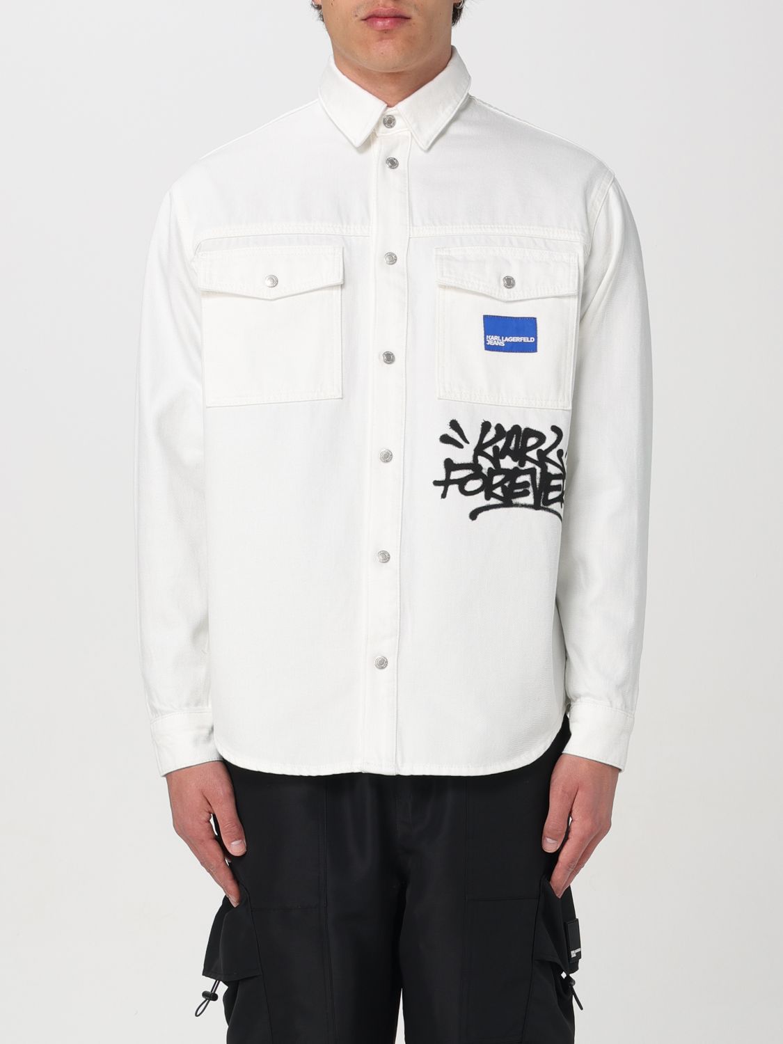 Shop Karl Lagerfeld Shirt  Men Color White