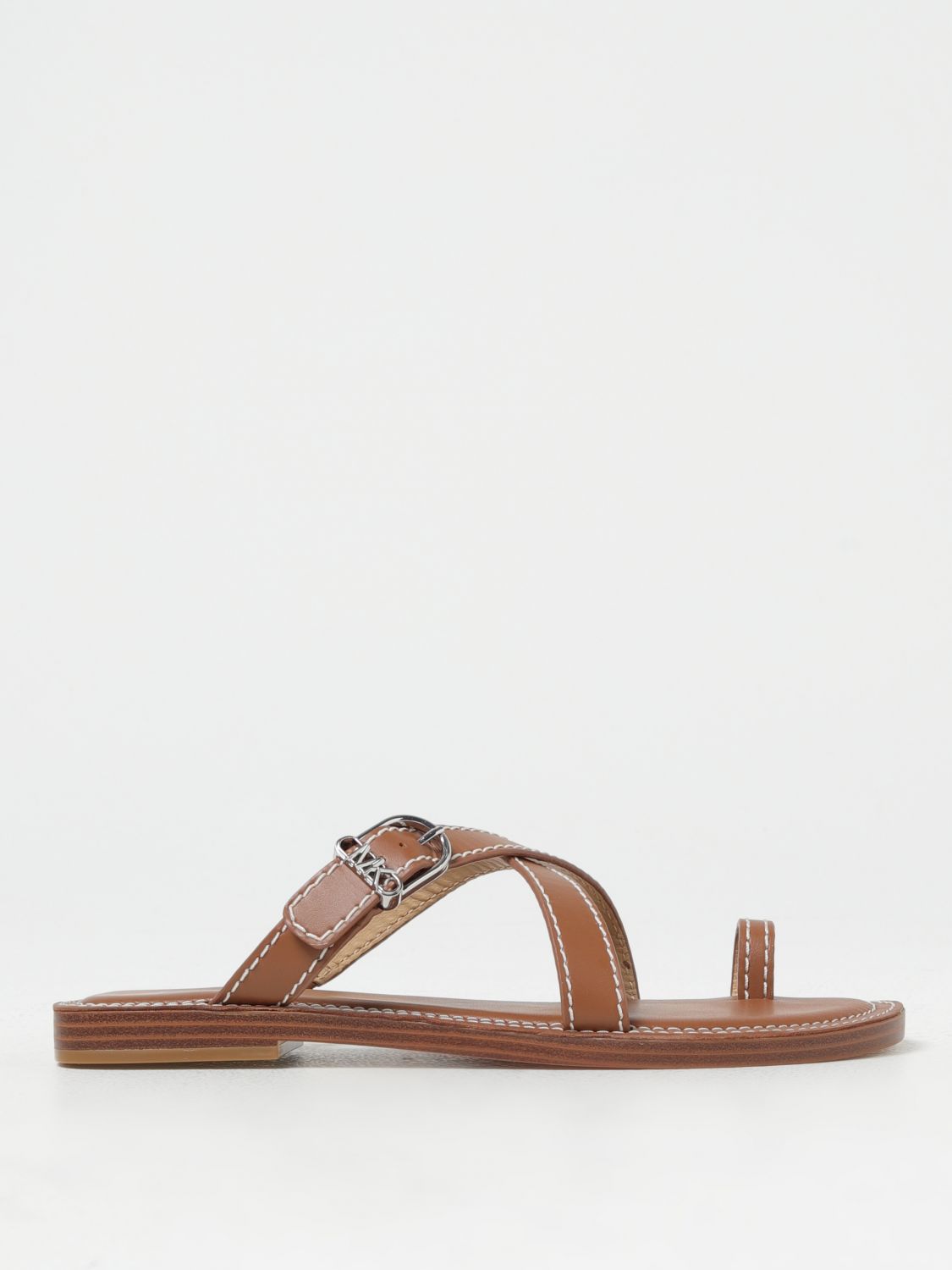 Shop Michael Kors Flat Sandals Michael  Woman Color Leather