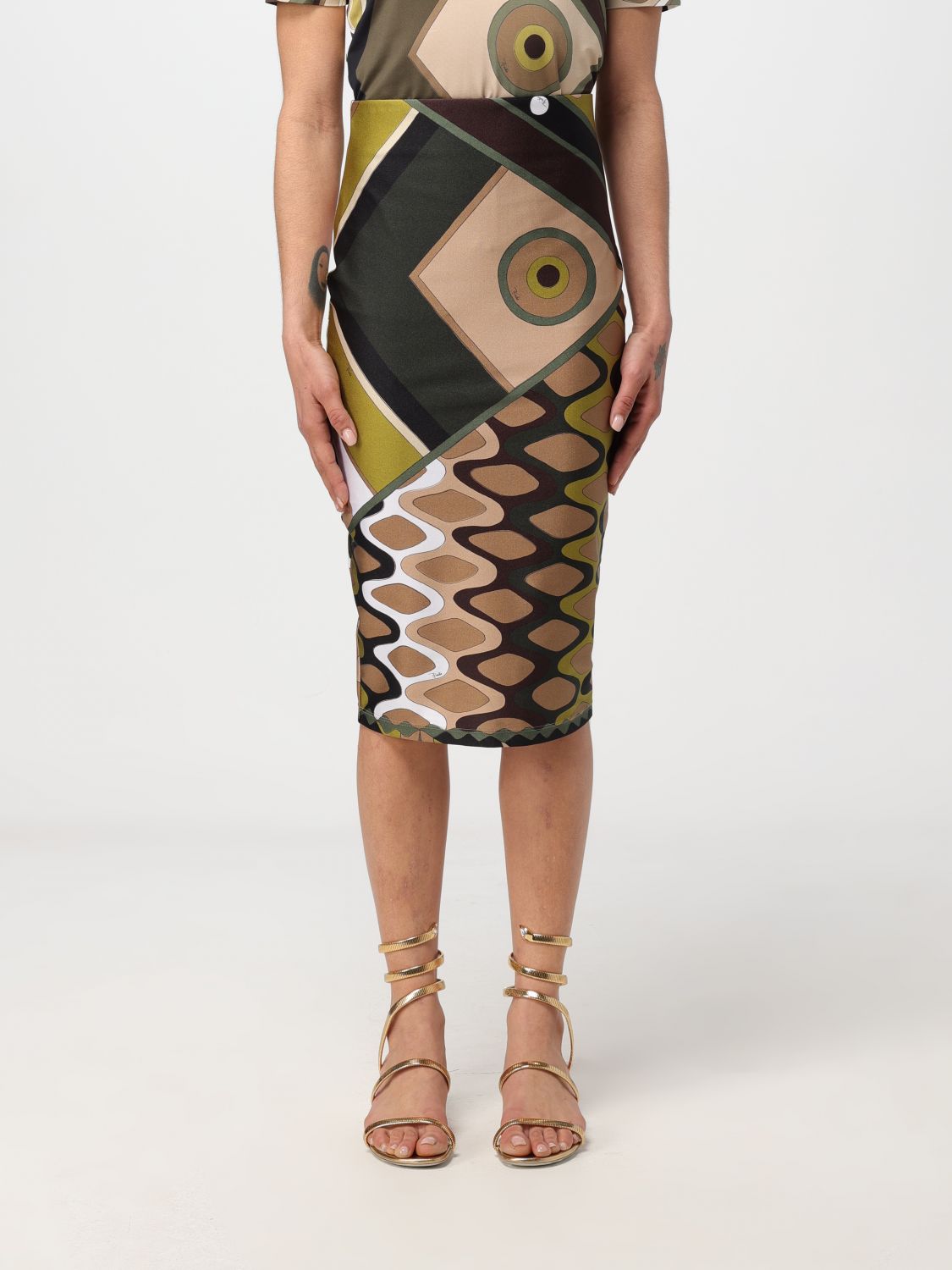 Shop Emilio Pucci Skirt  Woman Color Kaki