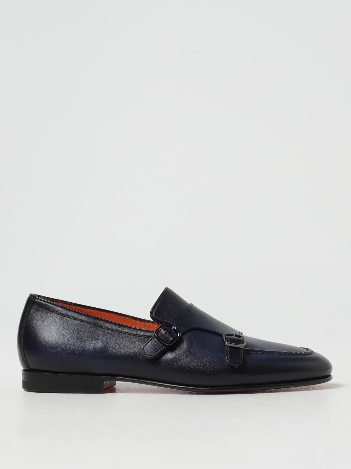 Shop Santoni Loafers  Men Color Blue