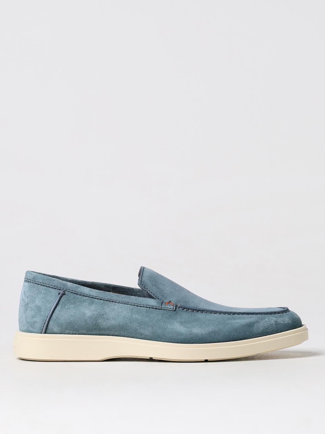 Shop Santoni Loafers  Men Color Blue