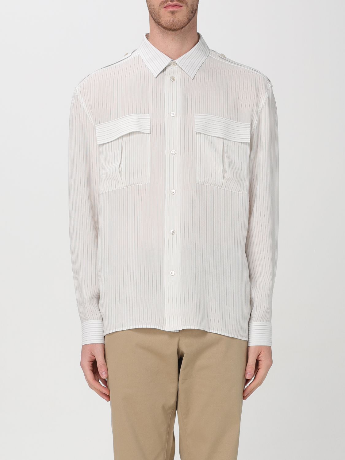 Shop Saint Laurent Shirt  Men Color Beige