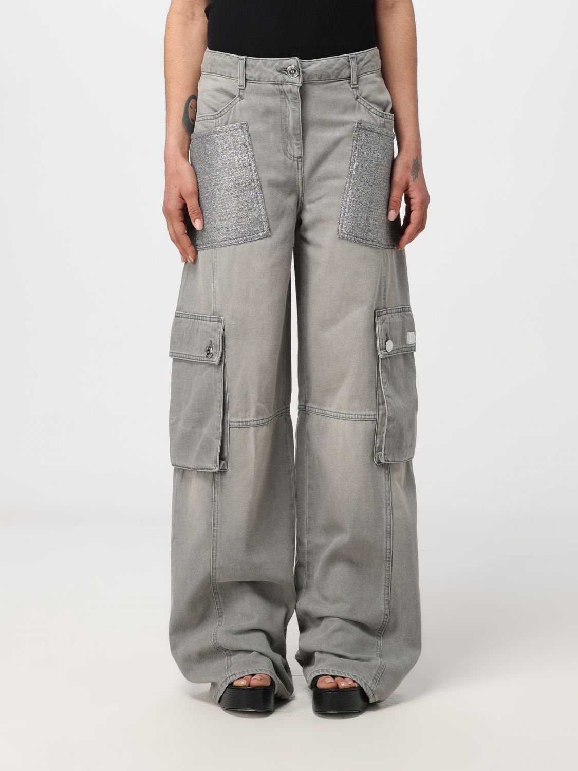 Shop Elisabetta Franchi Jeans  Woman Color Grey