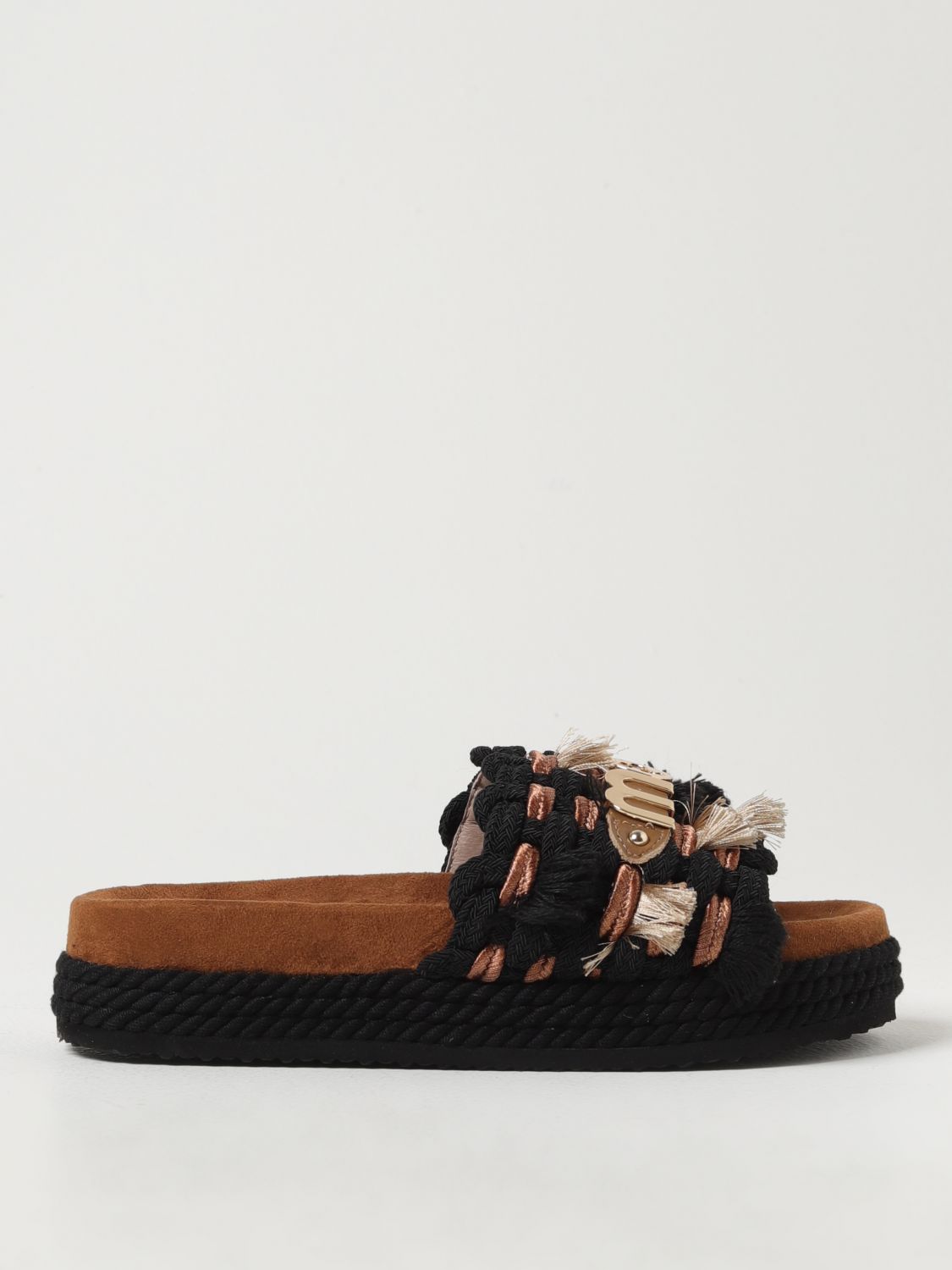 Shop Mou Flat Sandals  Woman Color Black