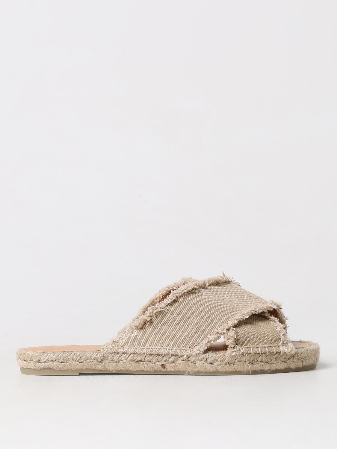 Shop Castaã±er Flat Sandals Castañer Woman Color Beige