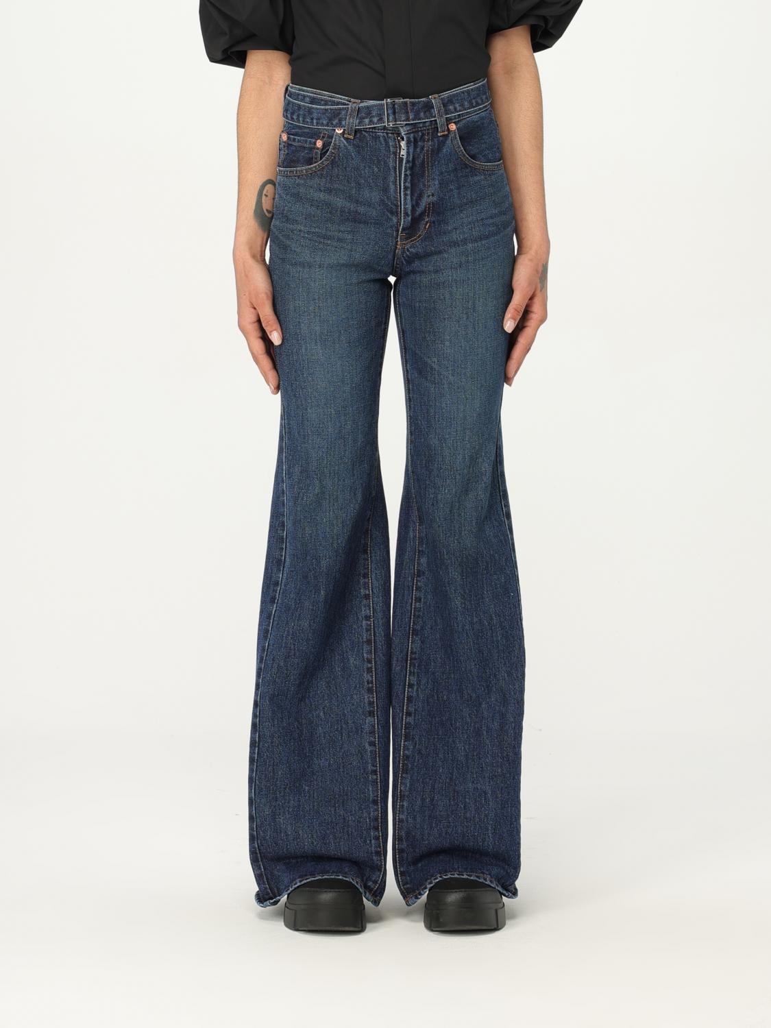 Sacai Trousers Woman In Blue