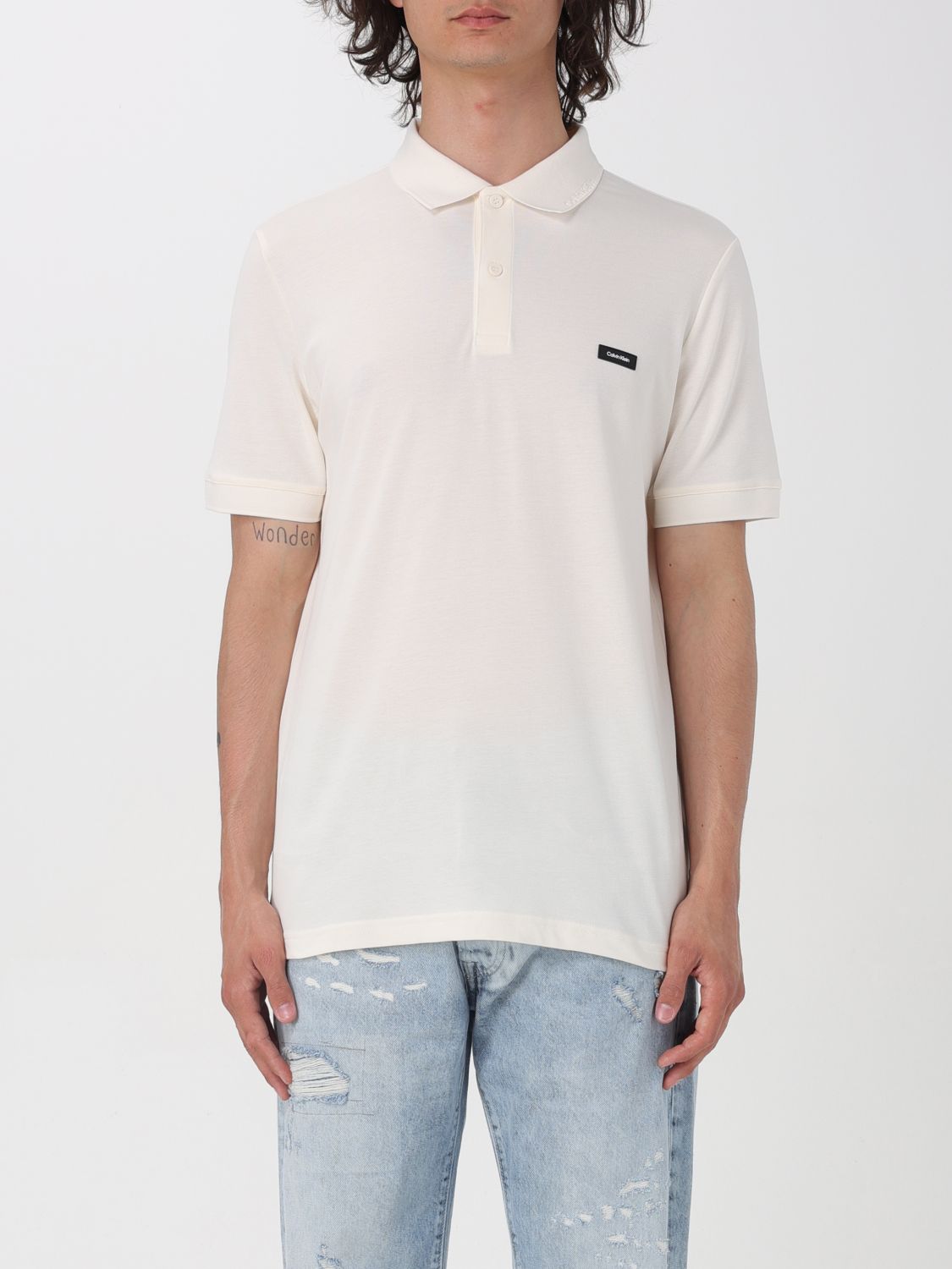 Shop Calvin Klein Polo Shirt  Men Color White
