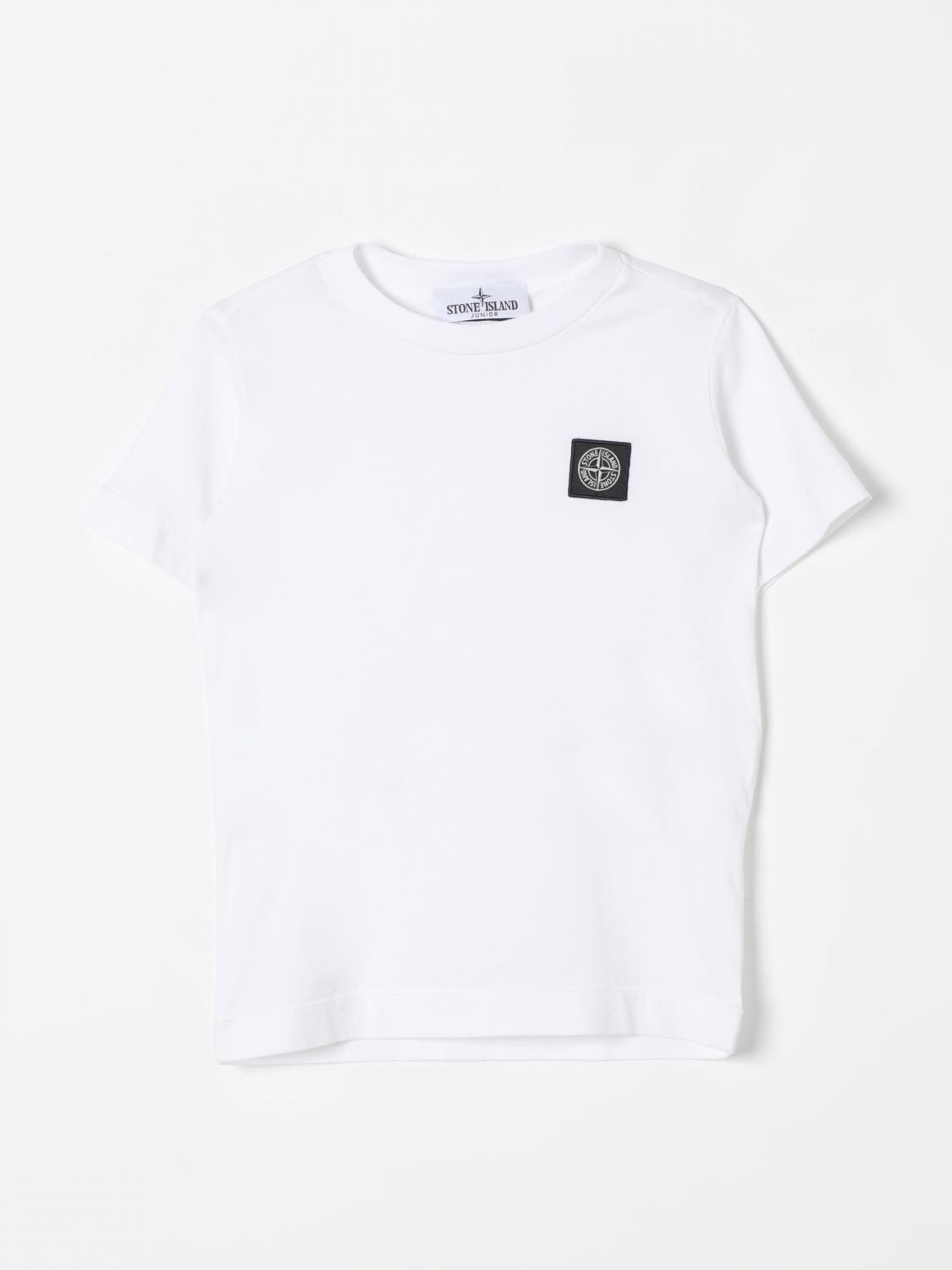 Stone Island Junior Compass Logo Patch T-shirt In White