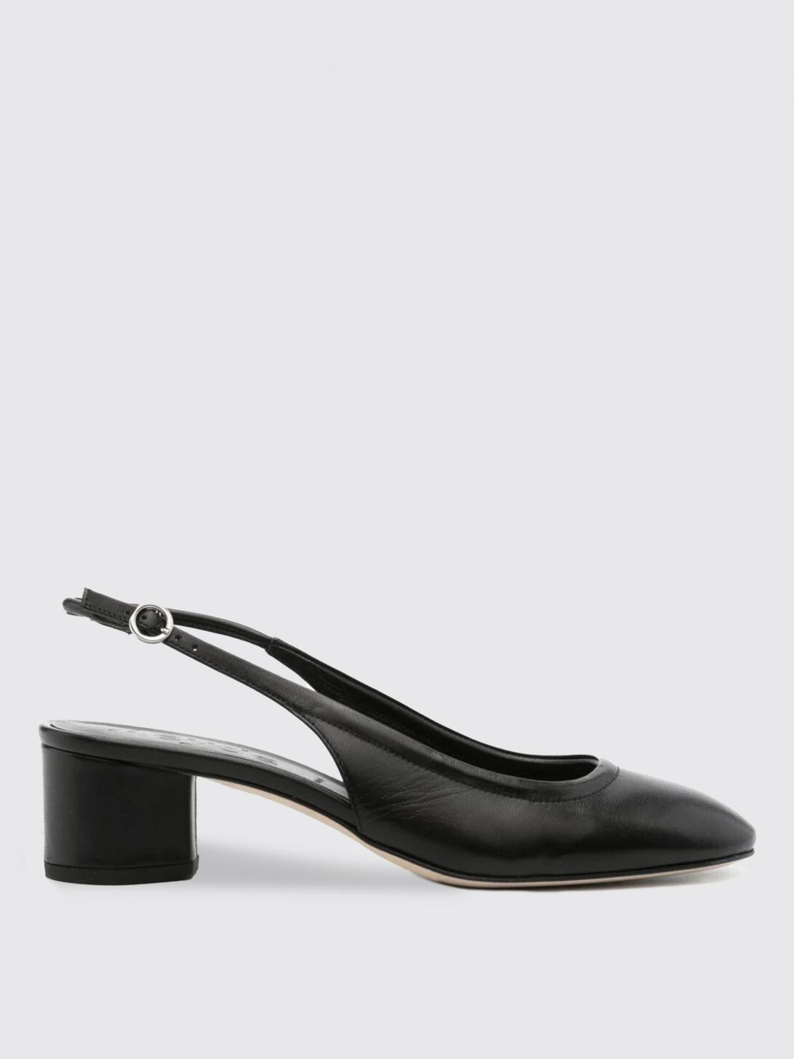 Aeyde Ingrid Patent And Textured-leather Slingback Pumps In Black