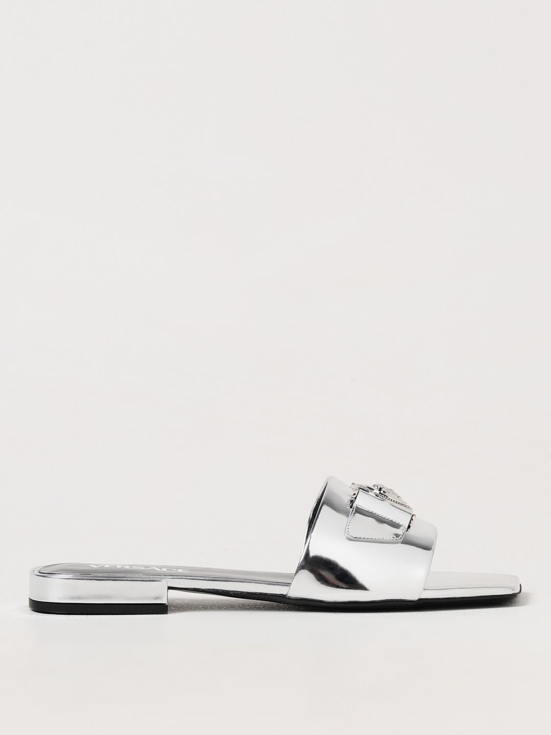 Shop Versace Flat Sandals  Woman Color Silver