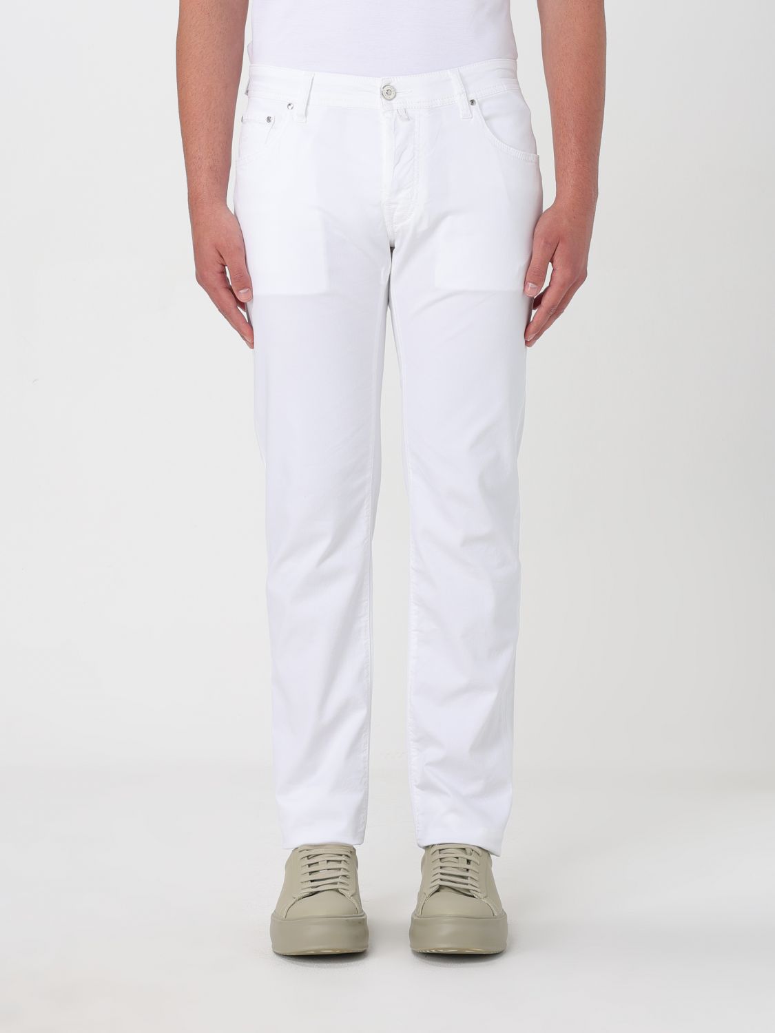 Shop Jacob Cohen Pants  Men Color White