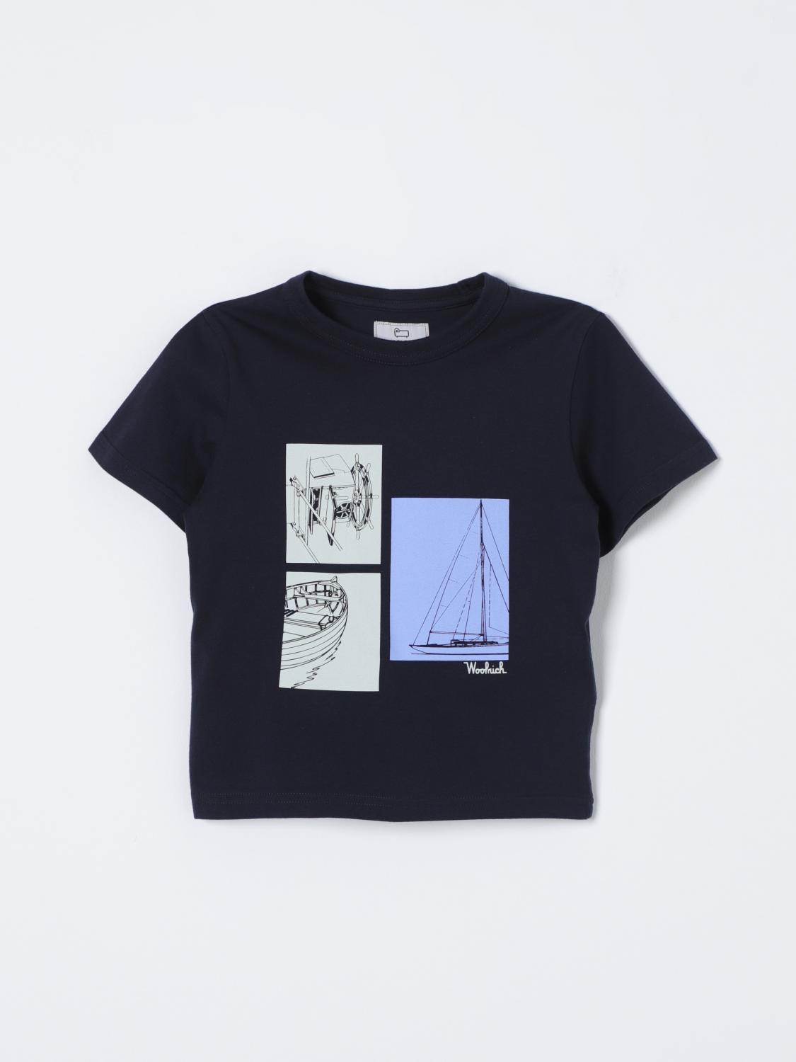 Shop Woolrich T-shirt  Kids Color Blue