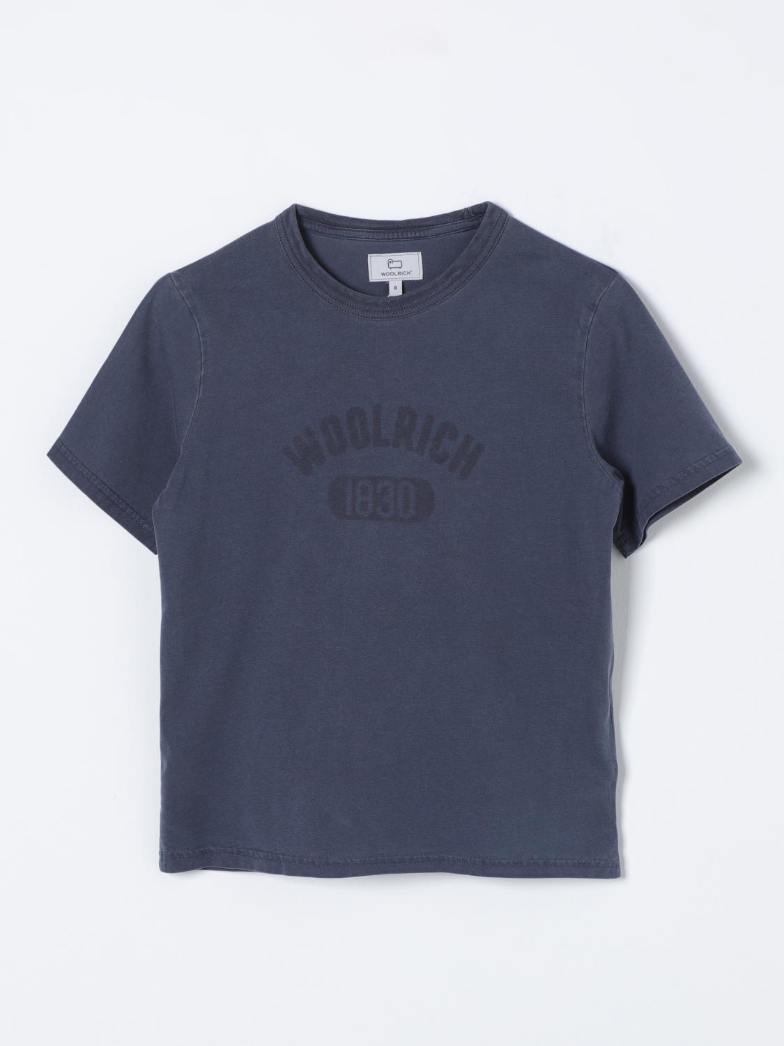 Shop Woolrich T-shirt  Kids Color Blue