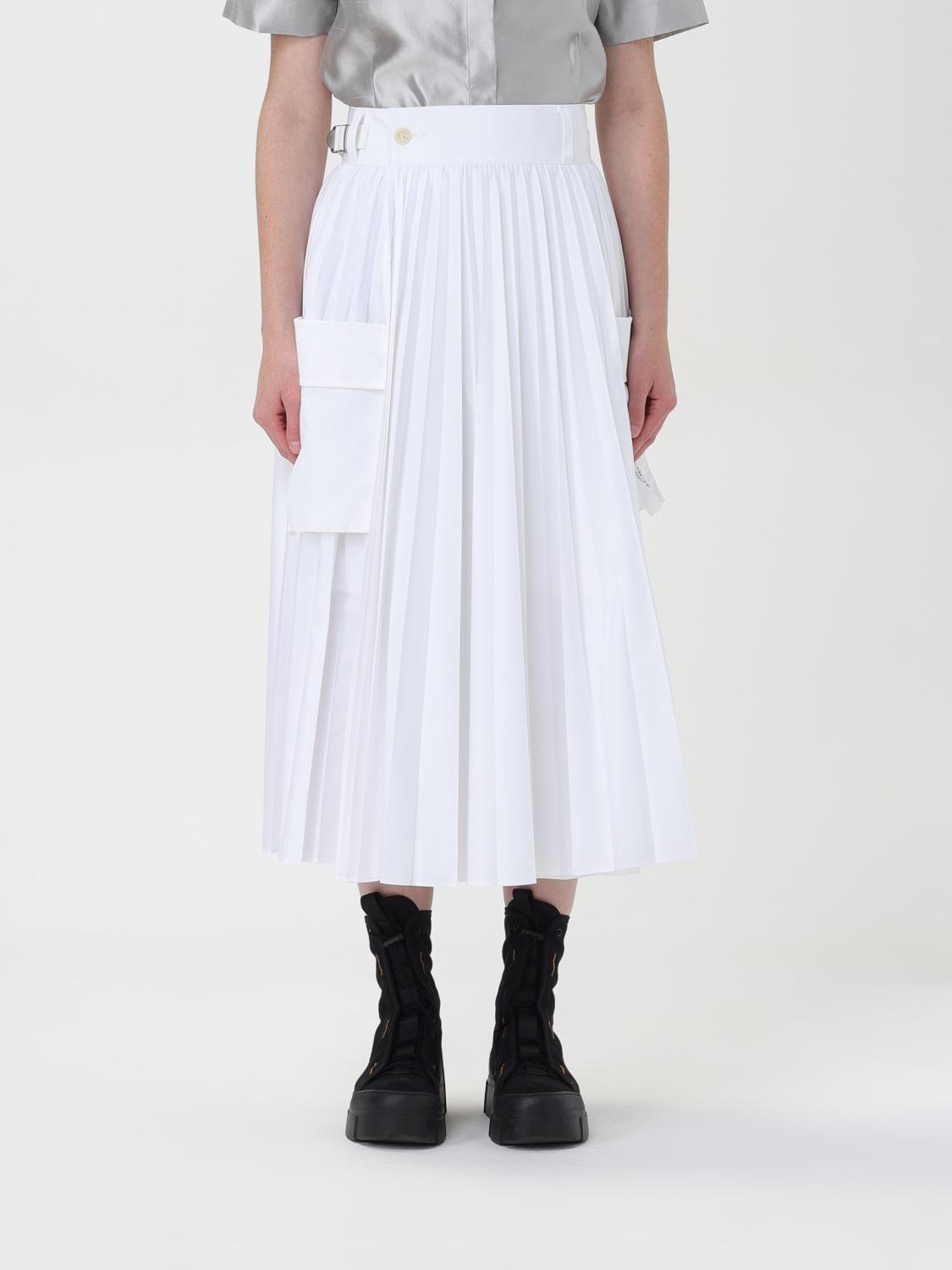 Shop Sacai Skirt  Woman Color White In 白色