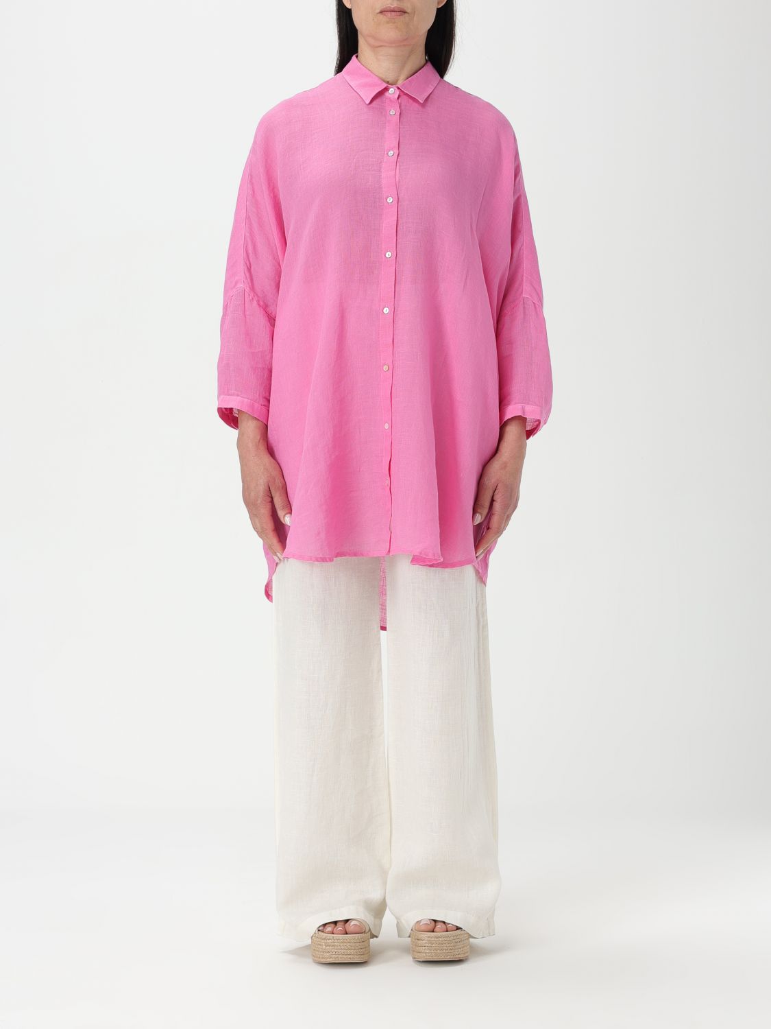 衬衫 120% LINO 女士 颜色 粉色