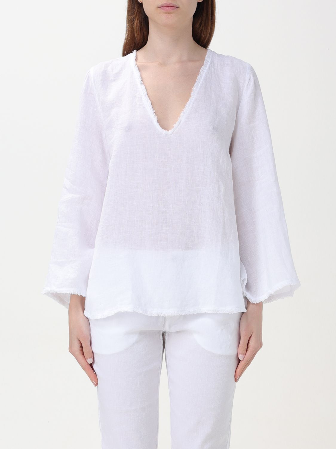 Shop 120% Lino Top  Woman Color White