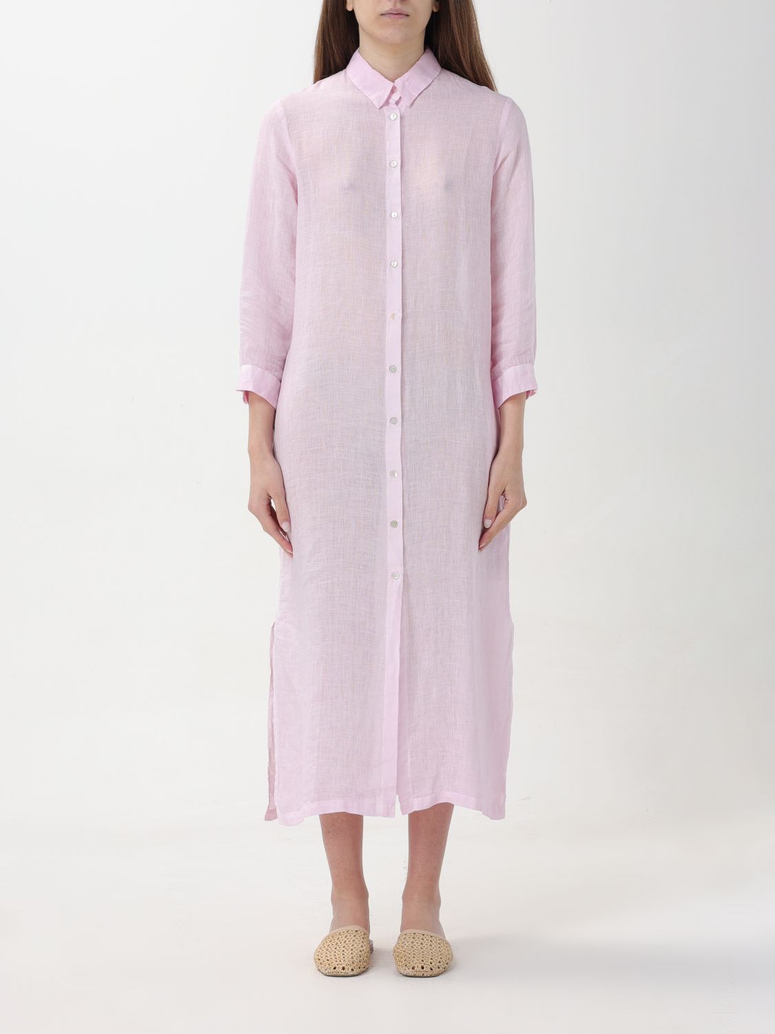 120% Lino Dress  Woman Color Pink