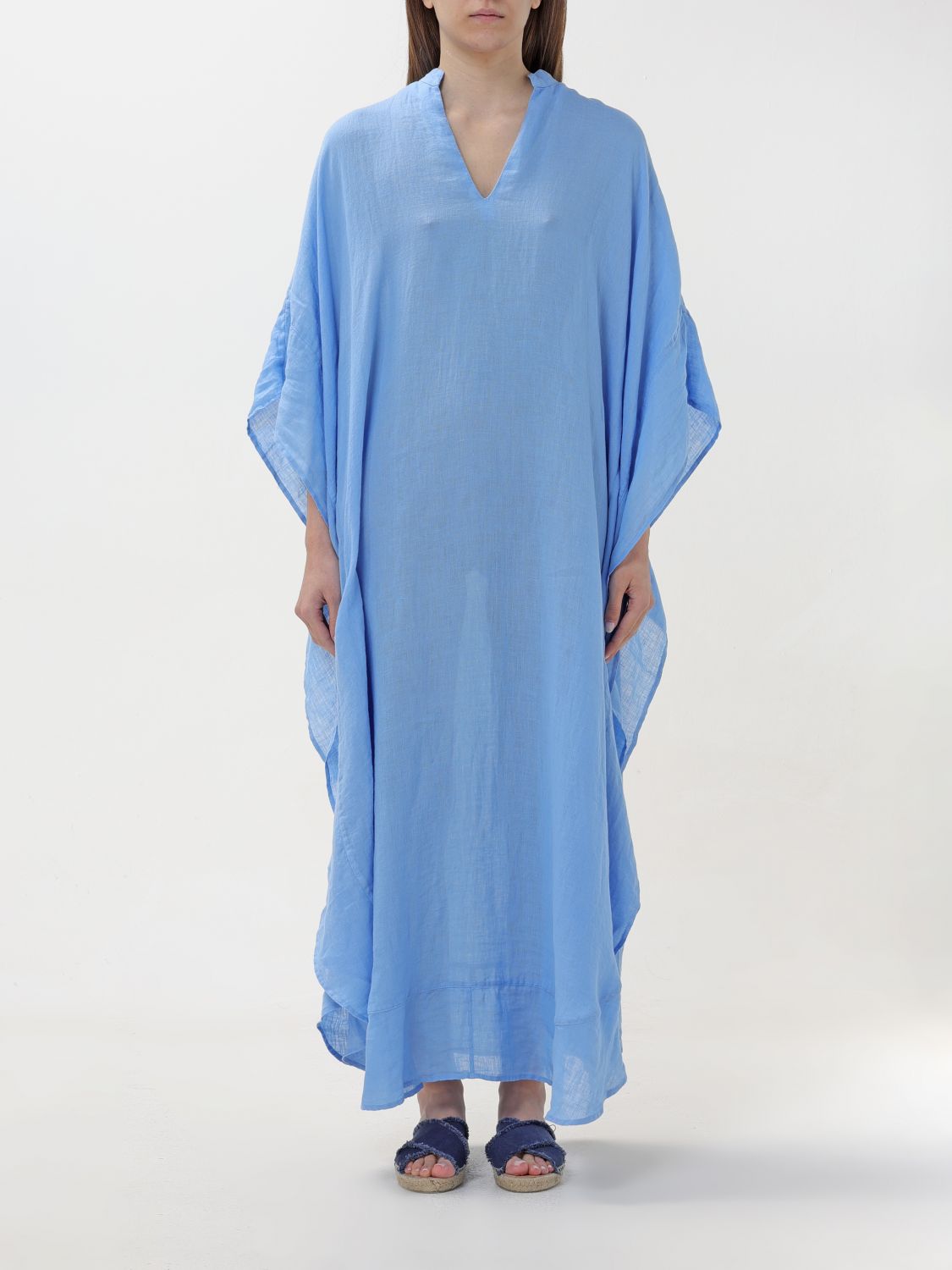 Shop 120% Lino Dress  Woman Color Blue