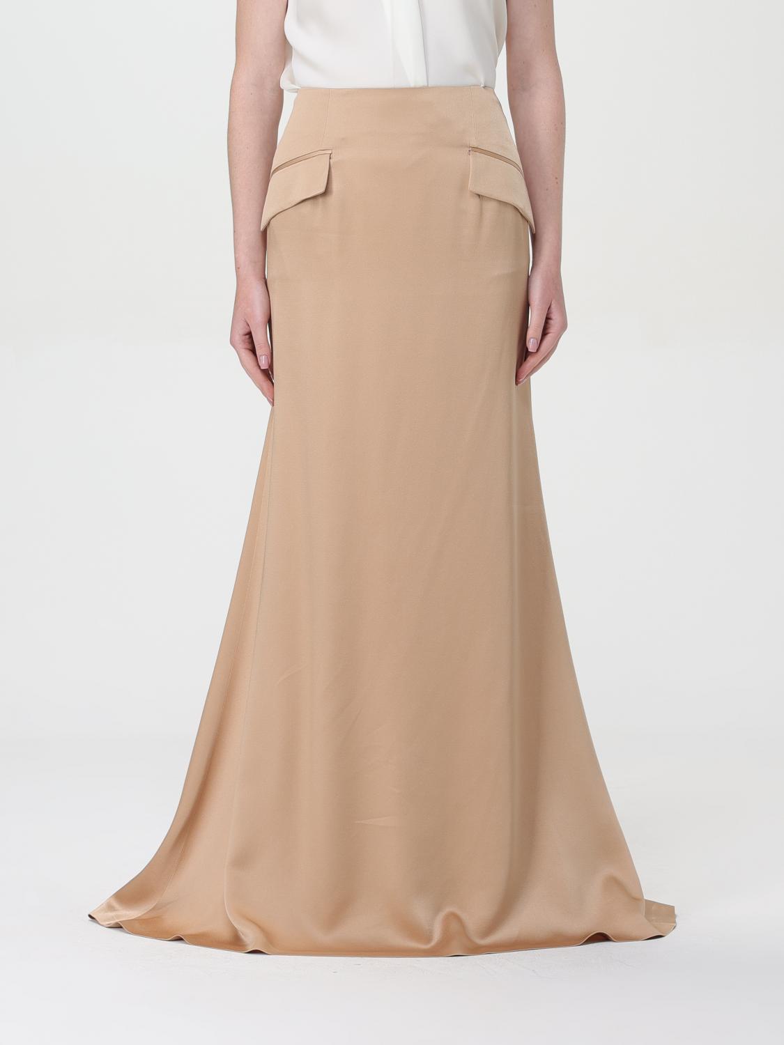 Alberta Ferretti Camel Colored Long Skirt In Beige