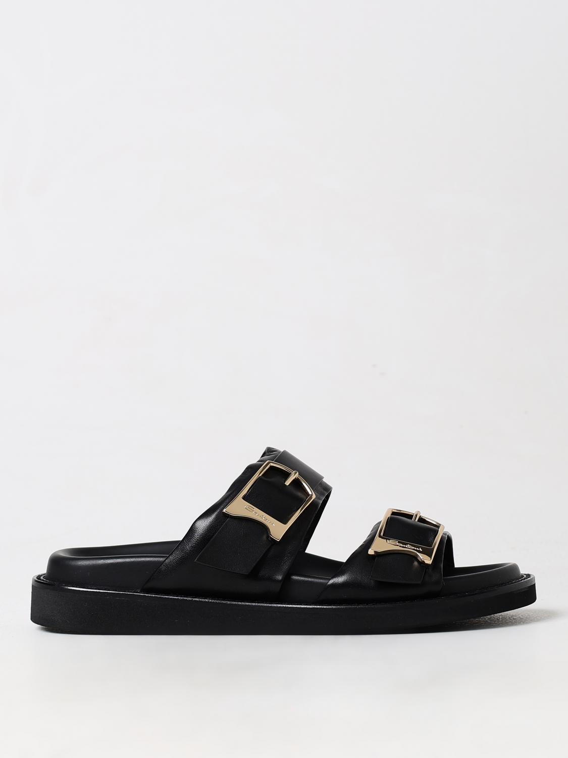 Shop Santoni Flat Sandals  Woman Color Black