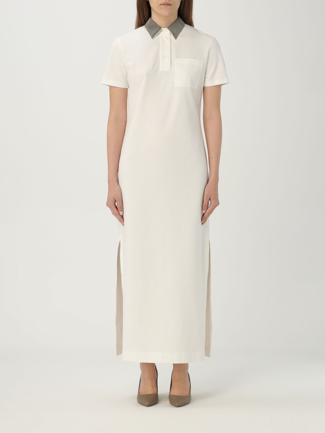 Shop Brunello Cucinelli Dress  Woman Color White