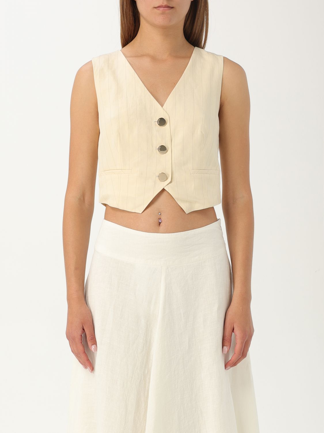 Shop Liu •jo Waistcoat Liu Jo Woman Color Natural