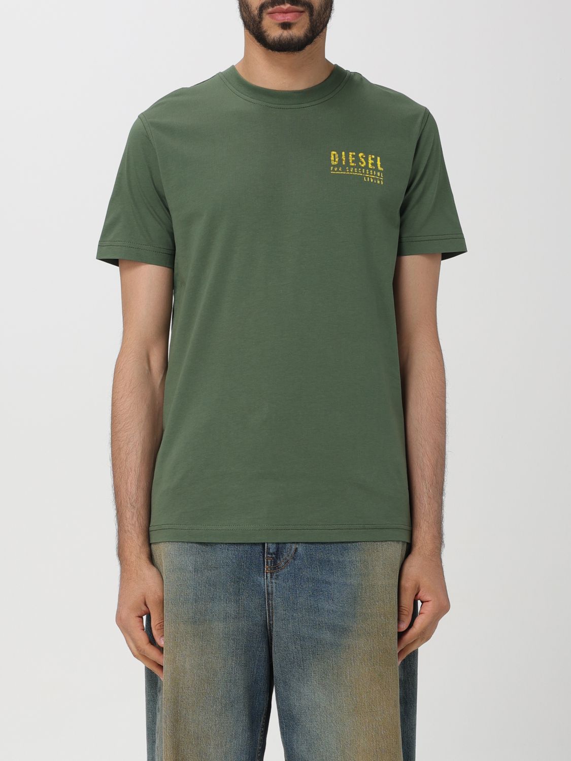 Shop Diesel T-shirt  Men Color Green