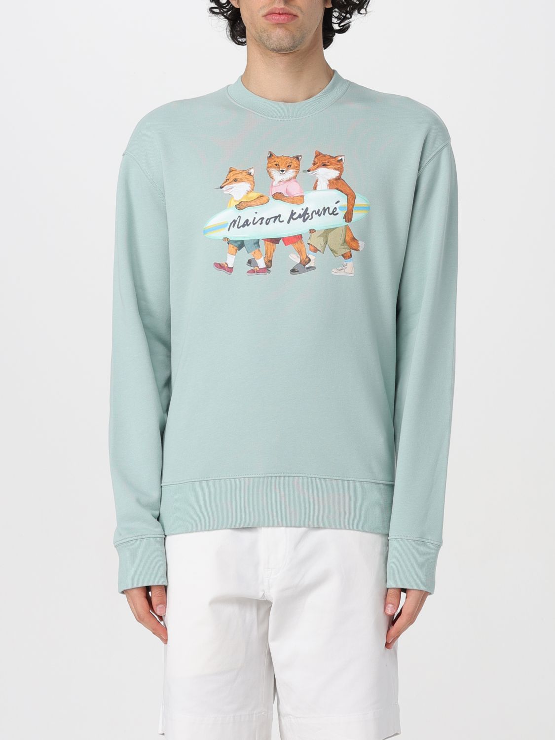 Shop Maison Kitsuné Sweatshirt  Men Color Blue