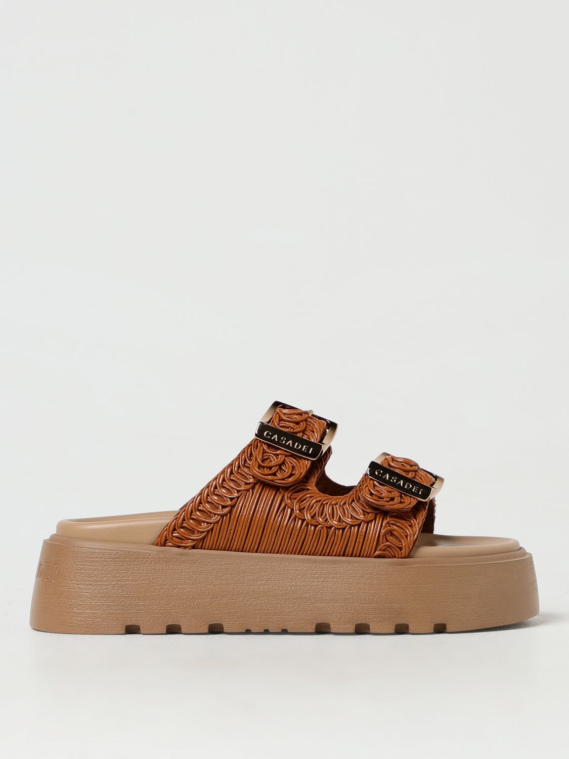Shop Casadei Flat Sandals  Woman Color Brown