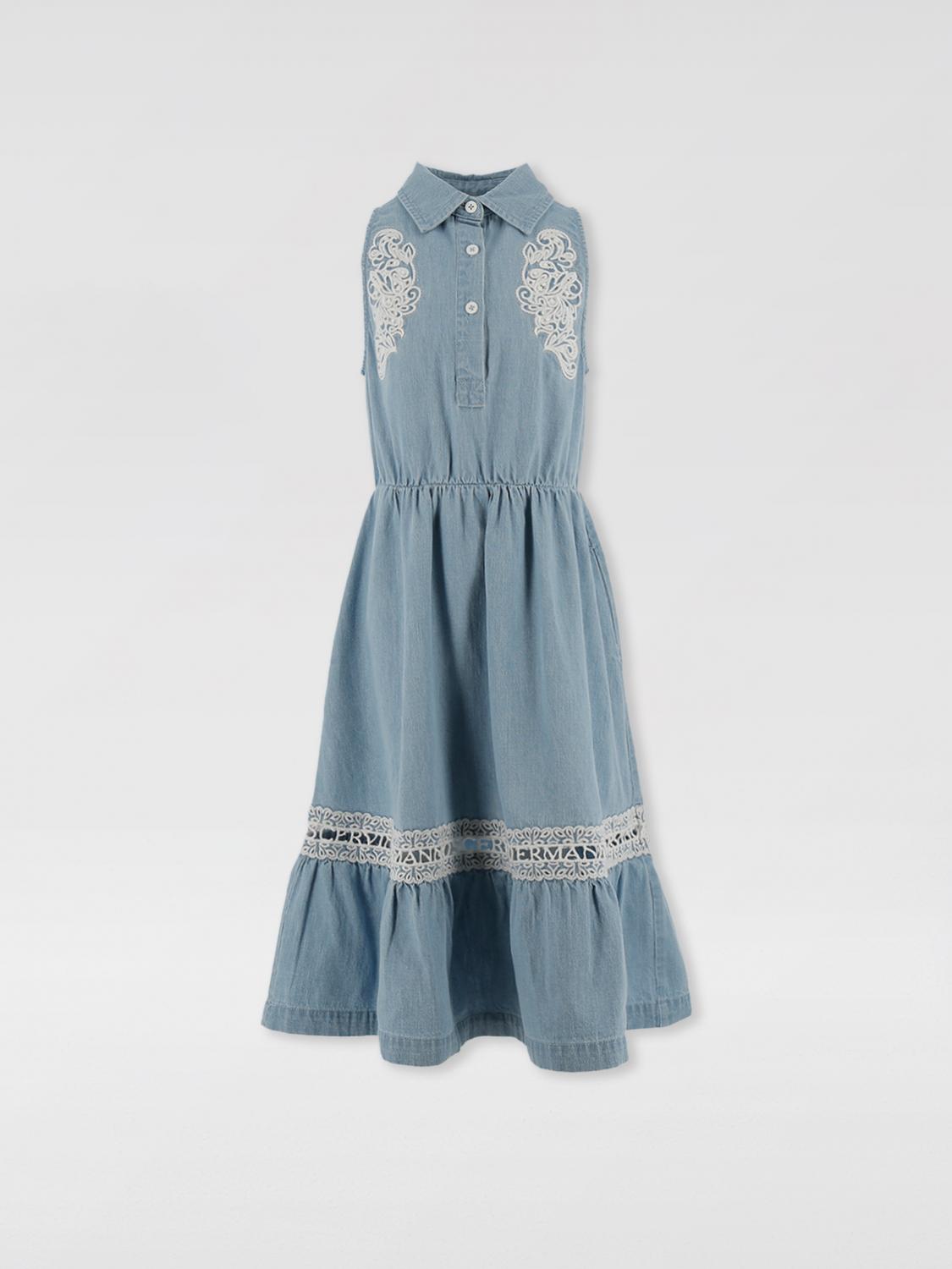 Shop Ermanno Scervino Dress  Junior Kids Color Blue