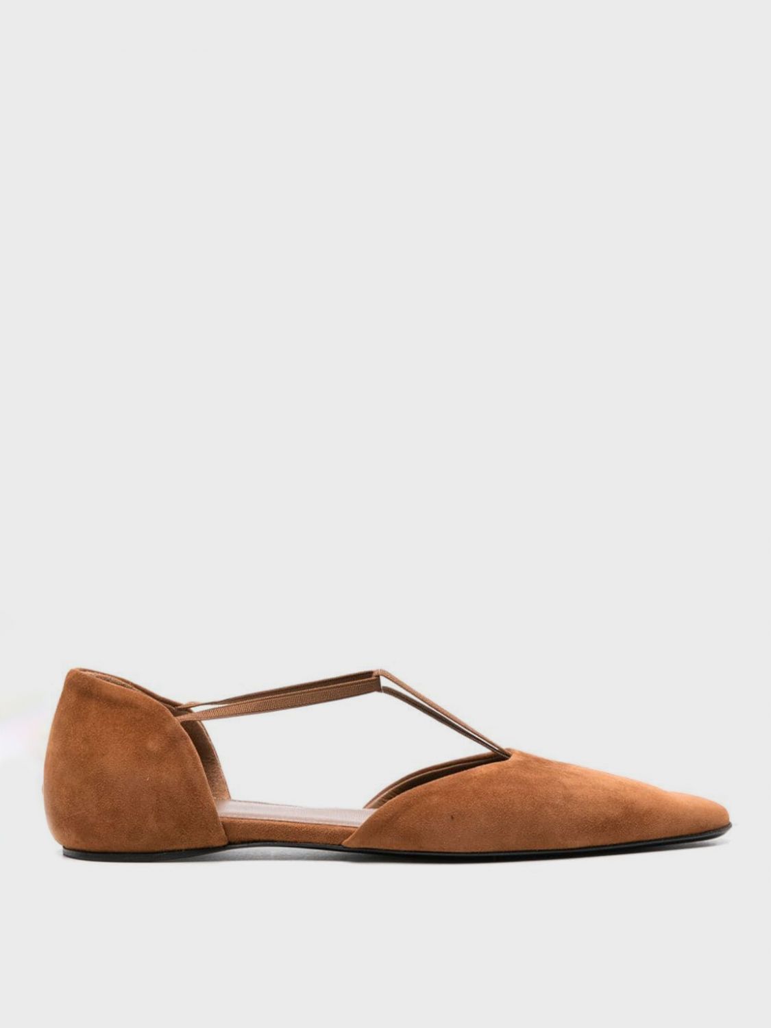 Totême Toteme The T-strap Flat Shoes In Brown