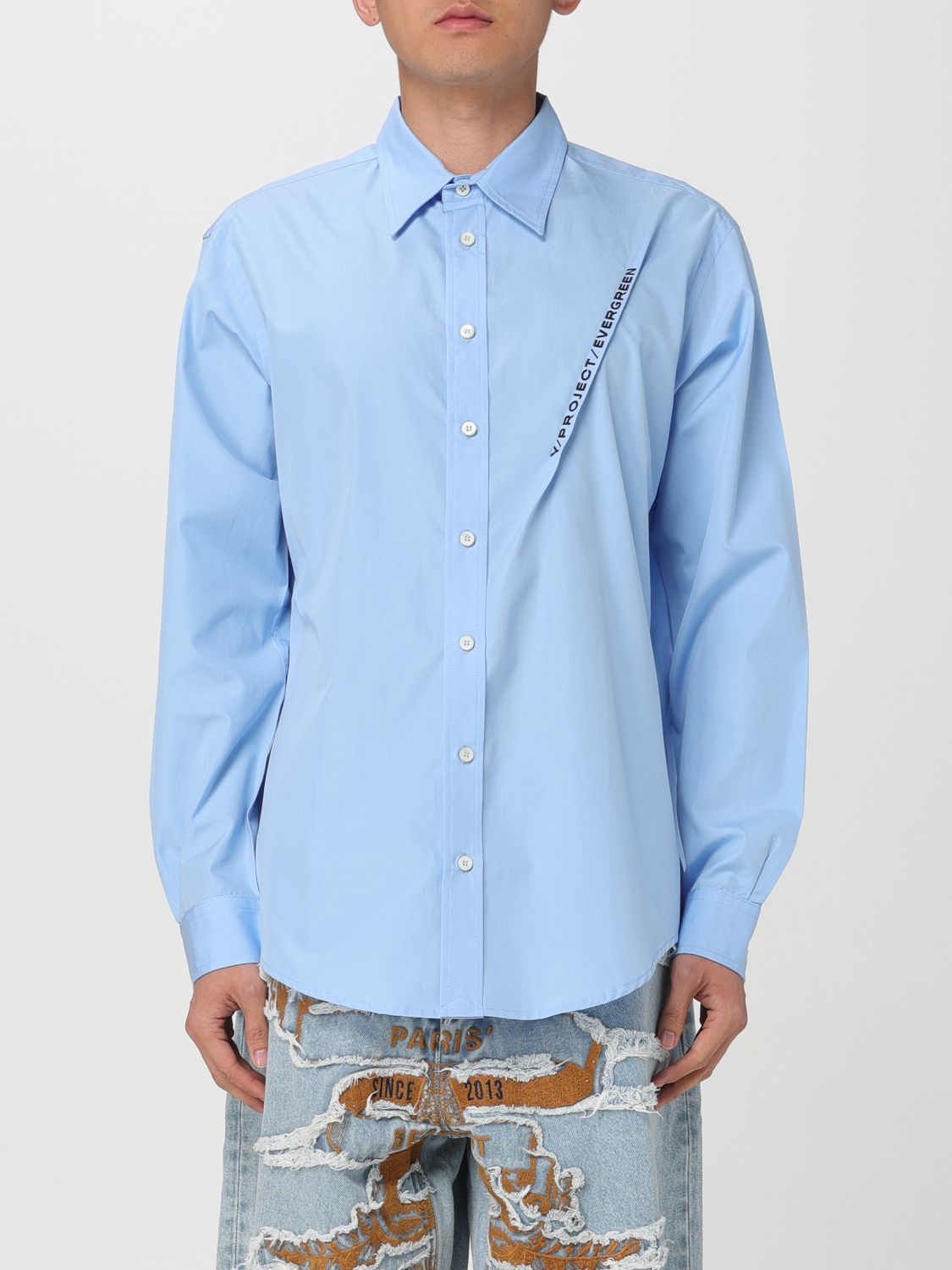 Shop Y/project Shirt  Men Color Sky Blue