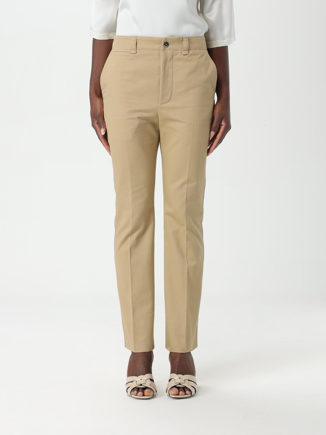 Shop Saint Laurent Pants  Woman Color Beige