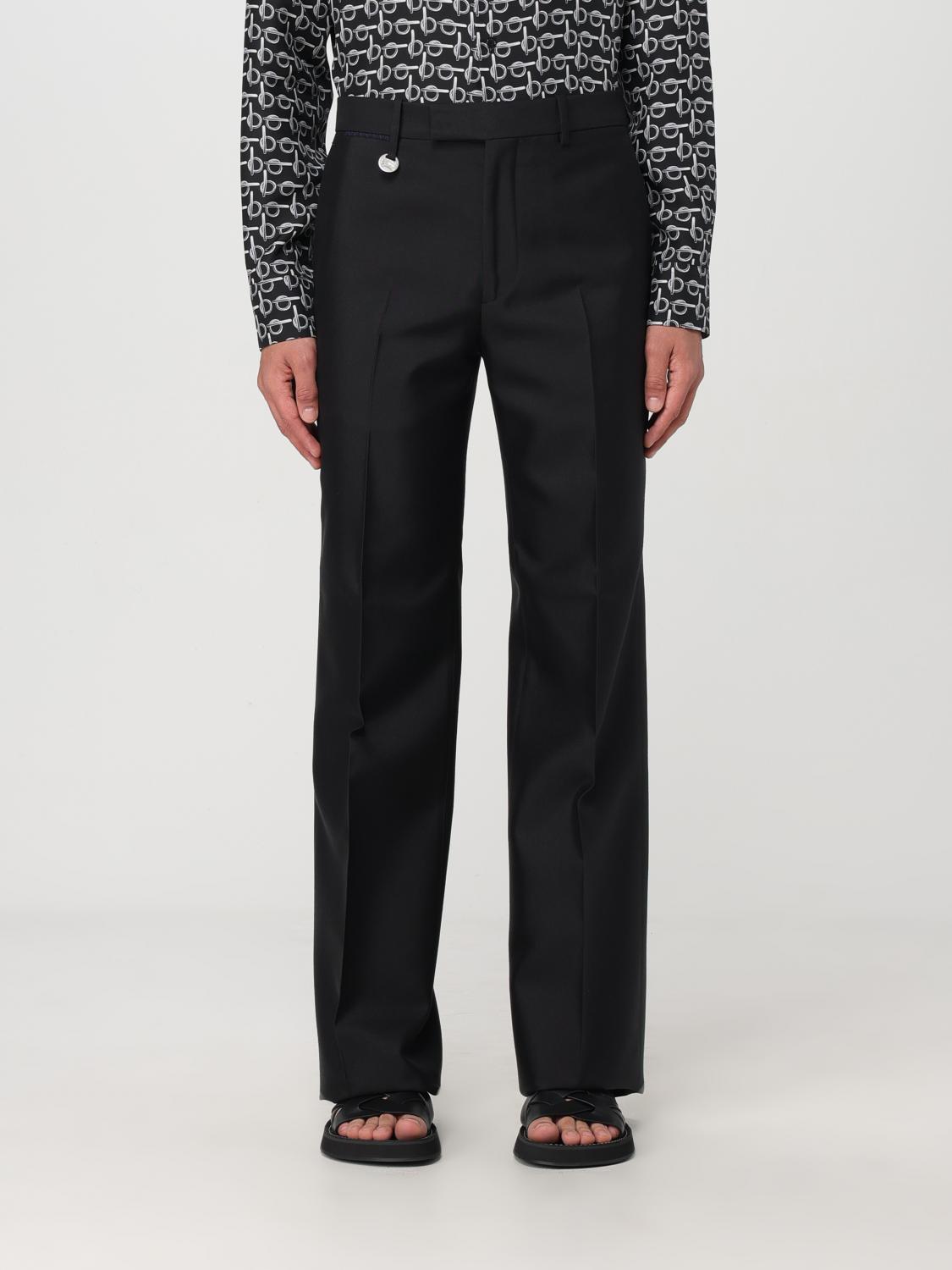 Burberry Suit Pants In Navy Blue Wool. Straight-leg Cut. Zippered Closure And Belt Clip. In Black