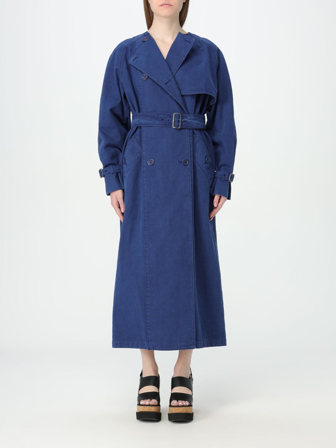 Shop Max Mara Trench Coat  Woman Color Blue