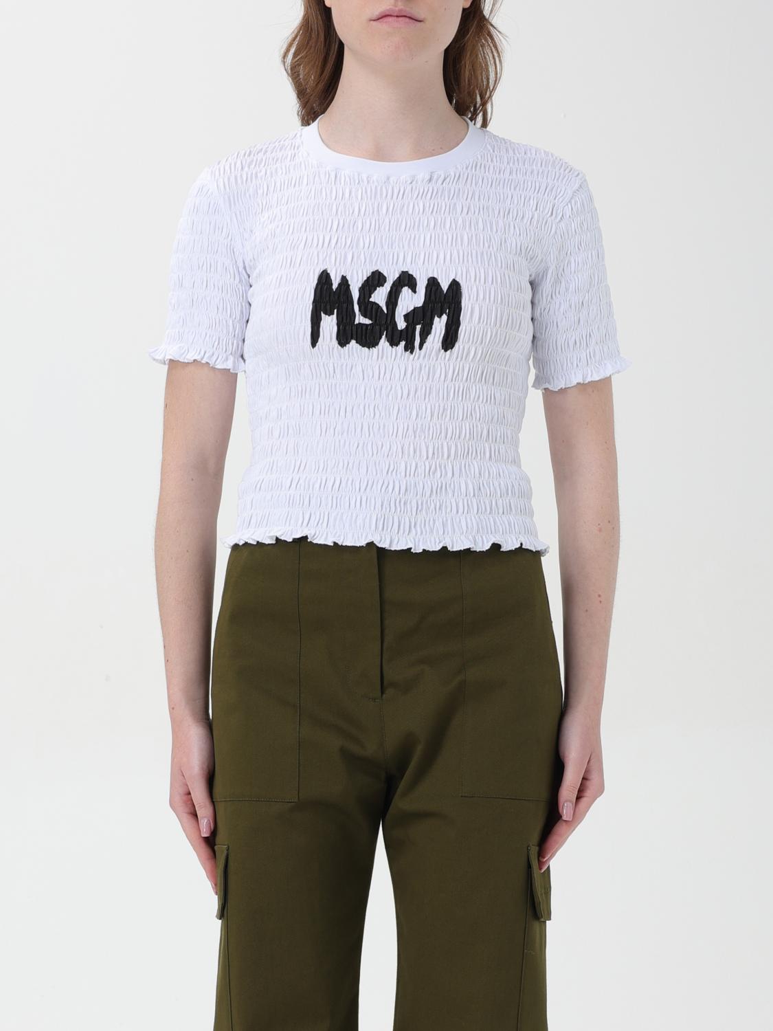 Shop Msgm T-shirt  Woman Color White