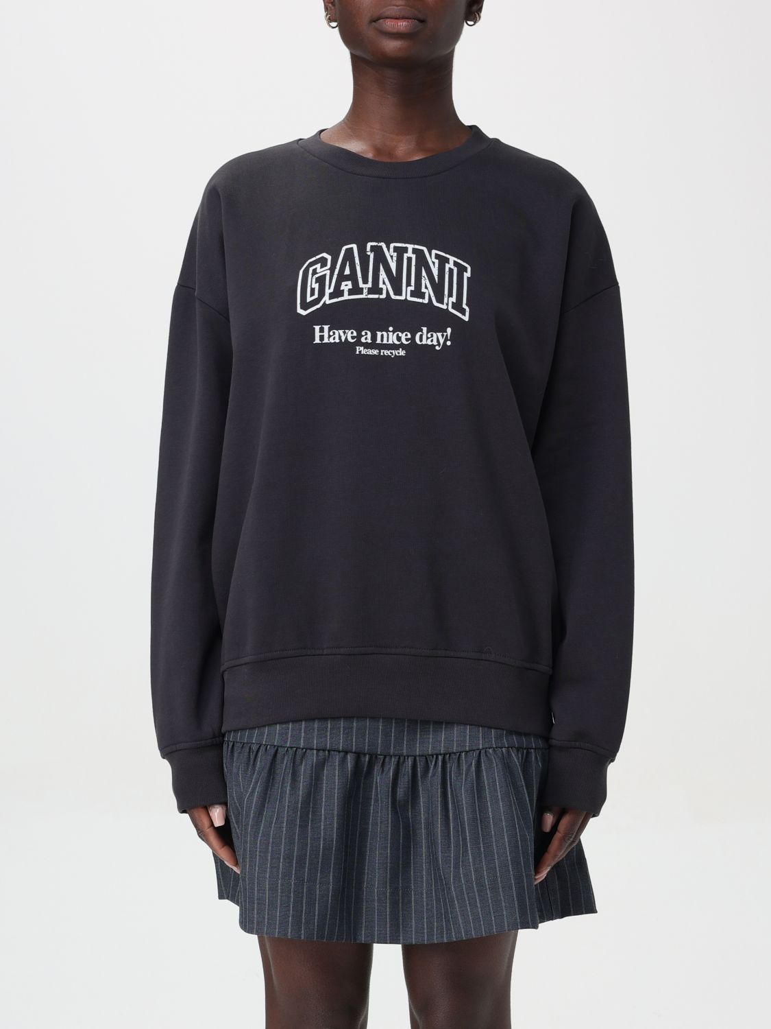 Shop Ganni Sweatshirt  Woman Color Black