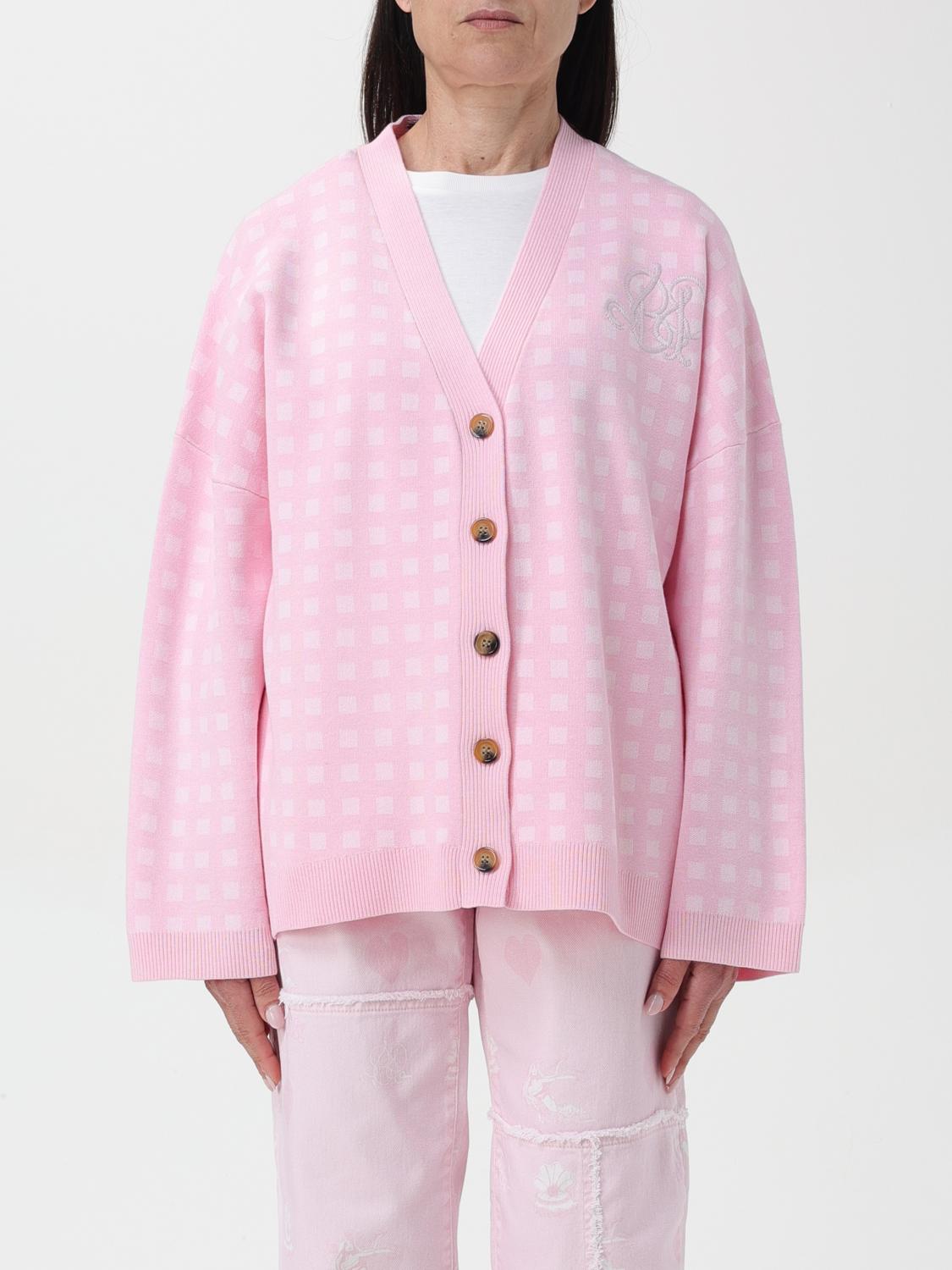 Baum Und Pferdgarten Gingham-check Logo-embroidered Cardigan In Pink