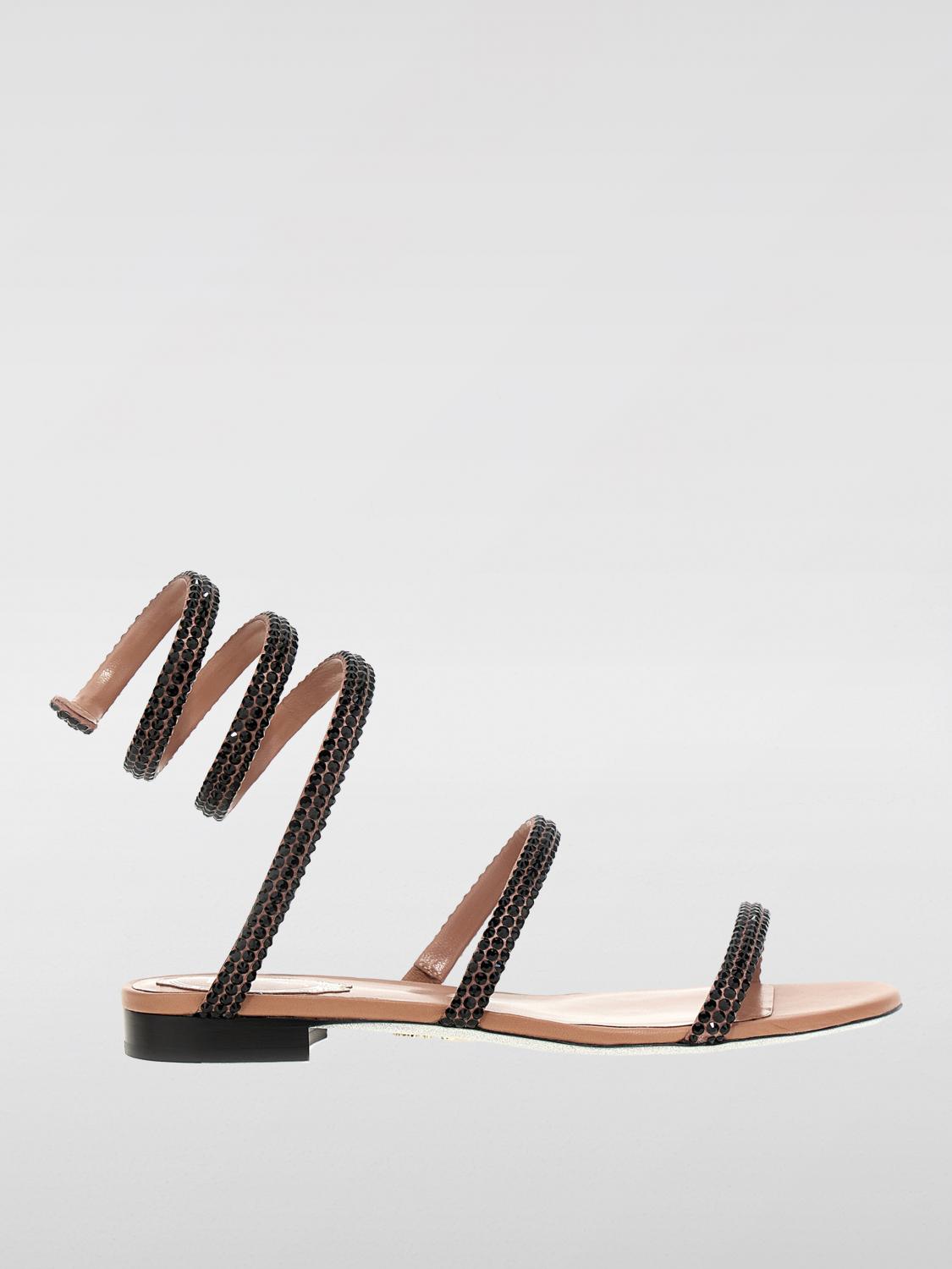 Shop René Caovilla Flat Sandals Rene Caovilla Woman Color Black