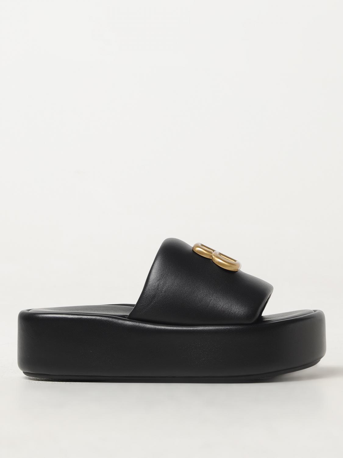 Shop Balenciaga Flat Sandals Woman Color Black