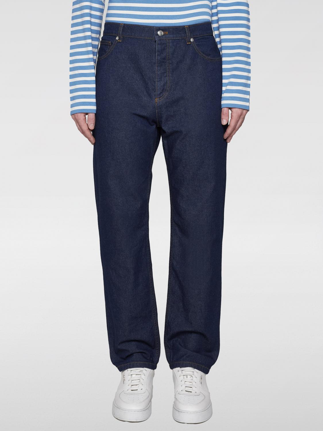 Shop Maison Kitsuné Pants  Men Color Blue