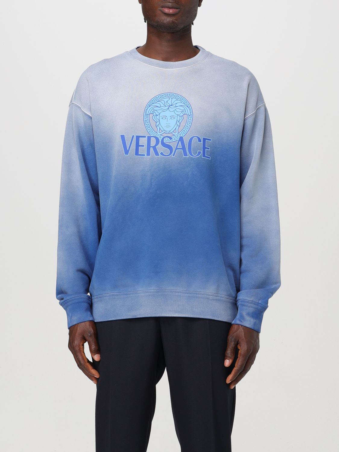 Shop Versace Sweatshirt  Men Color Blue